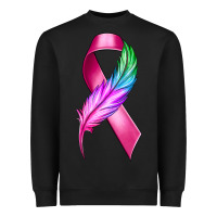 Black Breast Cancer Ribbon with Feather Heavyweight Sweatshirt - texasbilliewilder