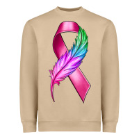 Breast Cancer Ribbon With Feather Heavyweight Sweatshirt | Teevron