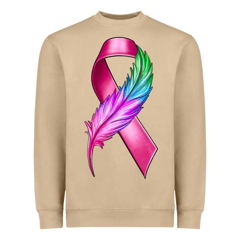 Breast Cancer Ribbon With Feather Heavyweight Sweatshirt by texasbilliewilder | Teevron