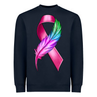 Navy Breast Cancer Ribbon with Feather Heavyweight Sweatshirt - texasbilliewilder