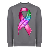 Storm Breast Cancer Ribbon with Feather Heavyweight Sweatshirt - texasbilliewilder