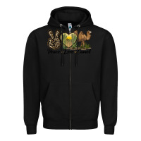 Black peace love camel Zipper Hoodie - LillyAllenDesigns