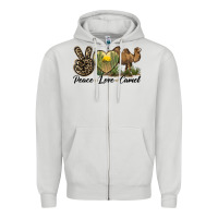 Dove Grey peace love camel Zipper Hoodie - LillyAllenDesigns