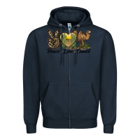 Navy peace love camel Zipper Hoodie - LillyAllenDesigns
