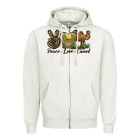 Oatmeal Heather peace love camel Zipper Hoodie - LillyAllenDesigns