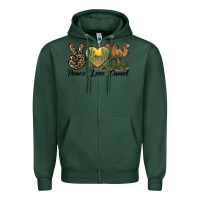Sports Green peace love camel Zipper Hoodie - LillyAllenDesigns