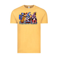 Vintage Mustard USA 4th of July gnomes  4th of july Vintage Tee - CowGirlArtShop