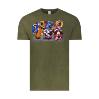 Vintage Olive USA 4th of July gnomes  4th of july Vintage Tee - CowGirlArtShop