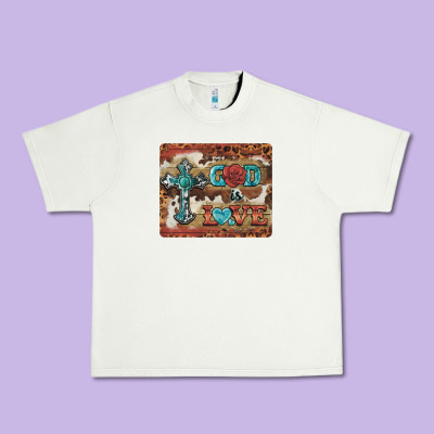 God Is Love Cross Urban Heavy Tee Designed By Barkaloodesign