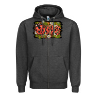 Charcoal Heather ladybug one background Zipper Hoodie - BarkalooDesign