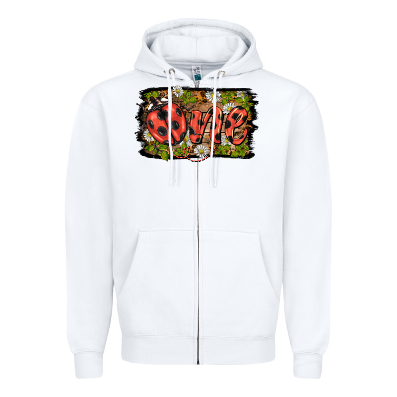 Ladybug One Background Zipper Hoodie by BarkalooDesign | Teevron