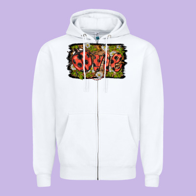 Ladybug One Background Zipper Hoodie Designed By Barkaloodesign