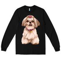 Black Shih Tzu Dog Design Long Sleeve Tee - JahusDesignShop