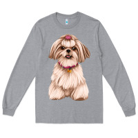 Heather Grey Shih Tzu Dog Design Long Sleeve Tee - JahusDesignShop