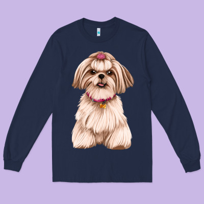 Shih Tzu Dog Design Long Sleeve Tee Designed By Jahusdesignshop