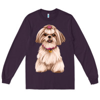 Plum Shih Tzu Dog Design Long Sleeve Tee - JahusDesignShop