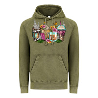 Vintage Olive floral coffee cups Vintage Hoodie - Zillion Design Studio