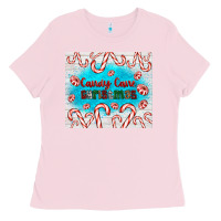 Bubblegum Pink candy cane Christmas Ladies Tee - AdoDesignShop