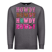 Charcoal Heather pink howdy howdy howdy Premium Sweatshirt - NancyCooperArtShop
