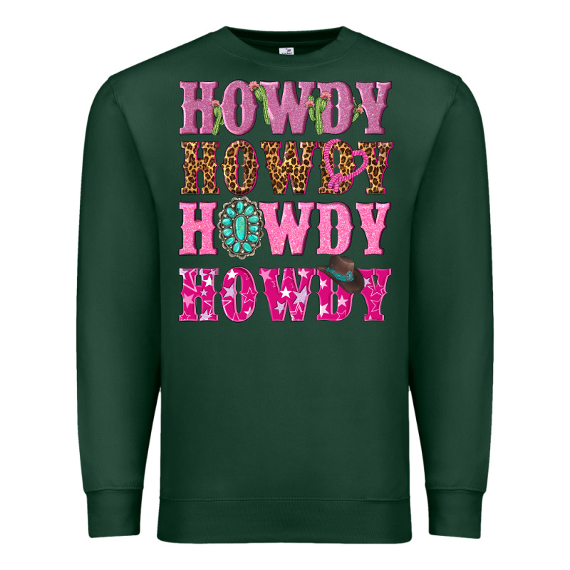 Pink Howdy Howdy Howdy Premium Sweatshirt by NancyCooperArtShop | Teevron