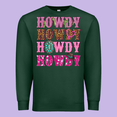 Pink Howdy Howdy Howdy Premium Sweatshirt Designed By Nancycooperartshop
