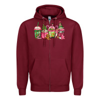 Burgundy pink christmas gnomes coffee cups Zipper Hoodie - Jasminsmagicworld