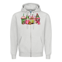 Dove Grey pink christmas gnomes coffee cups Zipper Hoodie - Jasminsmagicworld