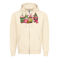 Sandshell pink christmas gnomes coffee cups Zipper Hoodie - Jasminsmagicworld
