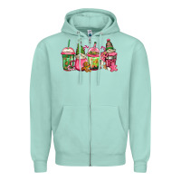 Seafoam pink christmas gnomes coffee cups Zipper Hoodie - Jasminsmagicworld