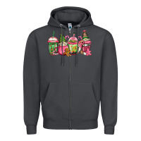 Smoke pink christmas gnomes coffee cups Zipper Hoodie - Jasminsmagicworld