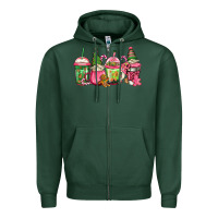 Sports Green pink christmas gnomes coffee cups Zipper Hoodie - Jasminsmagicworld