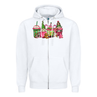 White pink christmas gnomes coffee cups Zipper Hoodie - Jasminsmagicworld