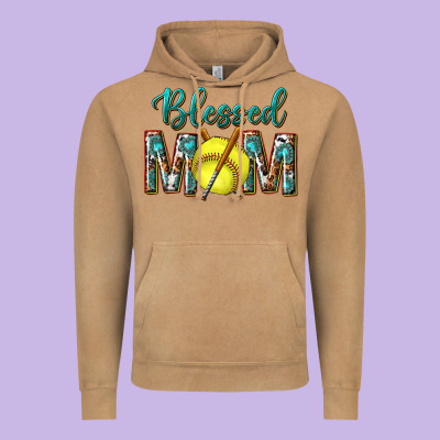 Western Blessed Mom With Softball Vintage Hoodie Designed By Texasbilliewilder