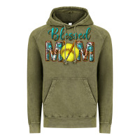 Vintage Olive western blessed mom with softball Vintage Hoodie - texasbilliewilder
