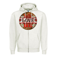 Oatmeal Heather hello love bug ladybug ornament Zipper Hoodie - BarkalooDesign