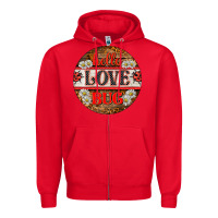 Red hello love bug ladybug ornament Zipper Hoodie - BarkalooDesign