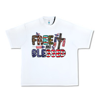 White free and blessed Urban Heavy Tee - CowhideDigitalArt
