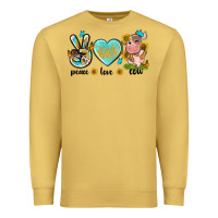 Antique Gold peace love cute cow Premium Sweatshirt - NancyCooperArtShop
