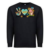 Black peace love cute cow Premium Sweatshirt - NancyCooperArtShop