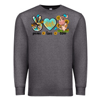 Charcoal Heather peace love cute cow Premium Sweatshirt - NancyCooperArtShop