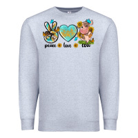 Heather Grey peace love cute cow Premium Sweatshirt - NancyCooperArtShop
