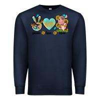 Navy peace love cute cow Premium Sweatshirt - NancyCooperArtShop