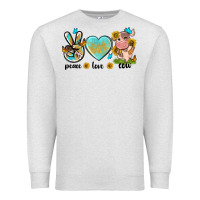 Oatmeal Heather peace love cute cow Premium Sweatshirt - NancyCooperArtShop
