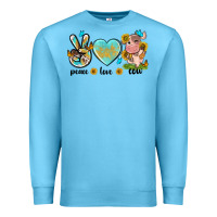 Ocean Blue peace love cute cow Premium Sweatshirt - NancyCooperArtShop