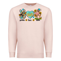 Pale Pink peace love cute cow Premium Sweatshirt - NancyCooperArtShop