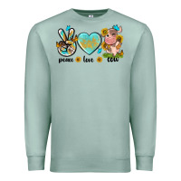 Seafoam peace love cute cow Premium Sweatshirt - NancyCooperArtShop