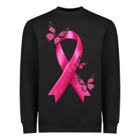 Black Breast Cancer Ribbon with Butterfly Heavyweight Sweatshirt - texasbilliewilder