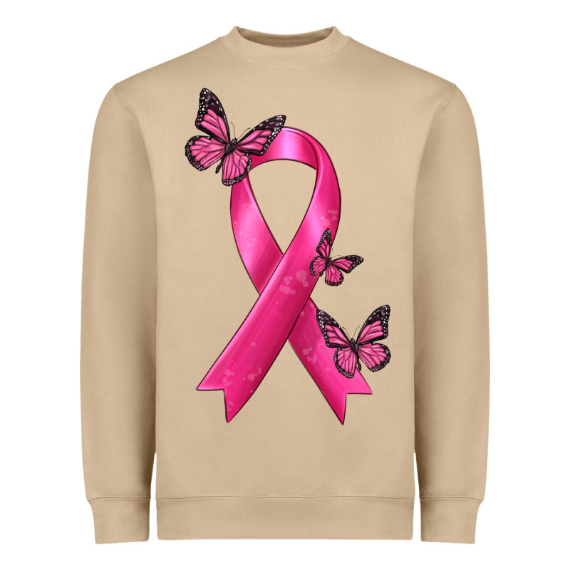 Breast Cancer Ribbon With Butterfly Heavyweight Sweatshirt by texasbilliewilder | Teevron