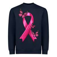 Navy Breast Cancer Ribbon with Butterfly Heavyweight Sweatshirt - texasbilliewilder