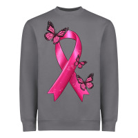 Storm Breast Cancer Ribbon with Butterfly Heavyweight Sweatshirt - texasbilliewilder